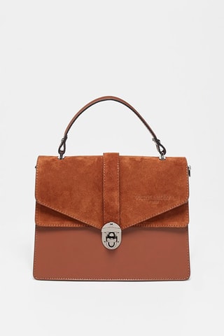 Sac à main en cuir et nubuck Eric - Marron