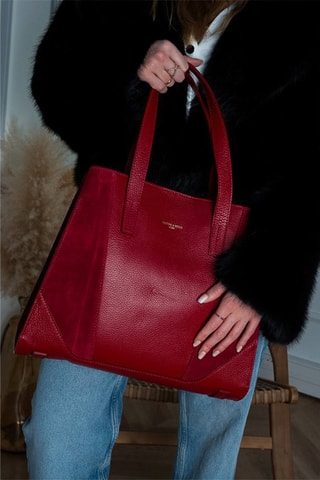 Mala shopper em couro Arielle - Vermelho