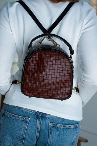 Mochila de couro Ketlin - Castanho
