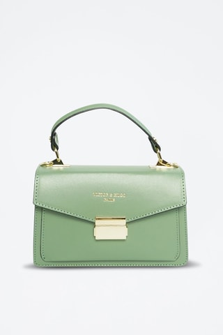 Sac à main en cuir Leah - Vert et doré