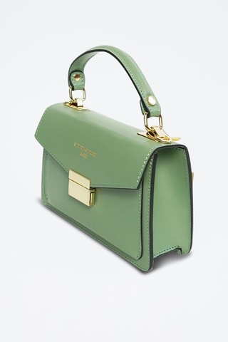 Sac à main en cuir Leah - Vert et doré