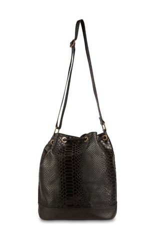 Mala bucket em couro Cerise - Preto
