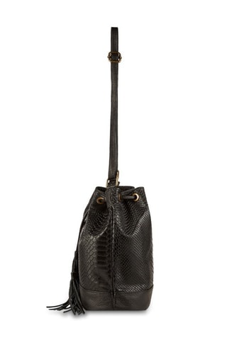 Mala bucket em couro Cerise - Preto