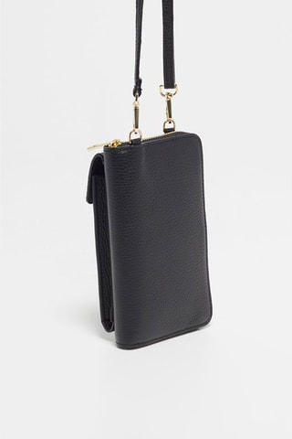 Bolsa de telemóvel em couro Nicki - Preto