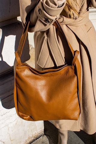 Mala shopper em couro Teva - Castanho