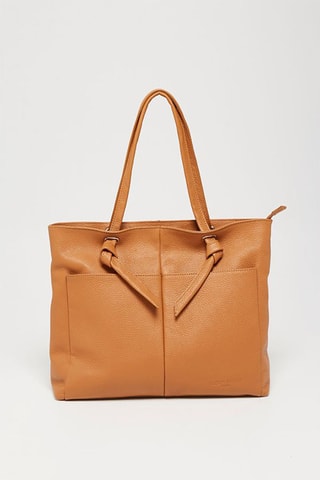 Mala shopper em couro Ly - Castanho