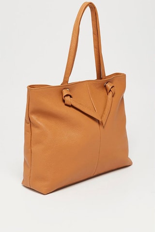 Mala shopper em couro Ly - Castanho