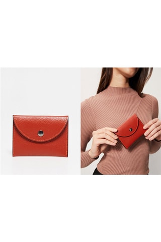 Porte-cartes en cuir Alina - Orange