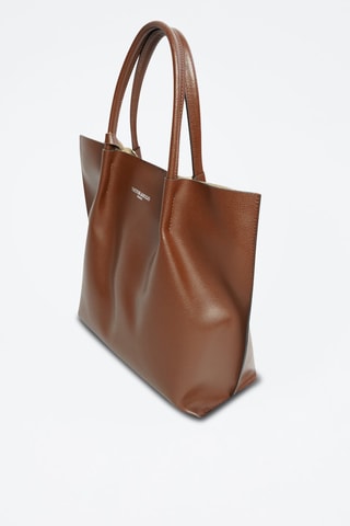Mala shopper em couro Lava - Castanho e dourado