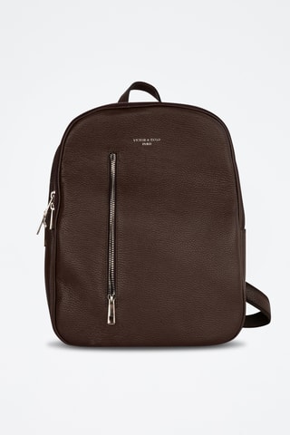 Mochila de couro Nino - Castanho-escuro
