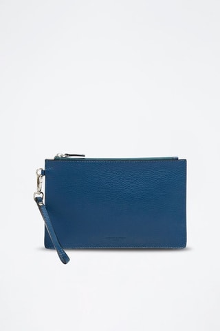 Pochette en cuir Mini Leo  - Bleu