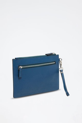Pochette en cuir Mini Leo  - Bleu