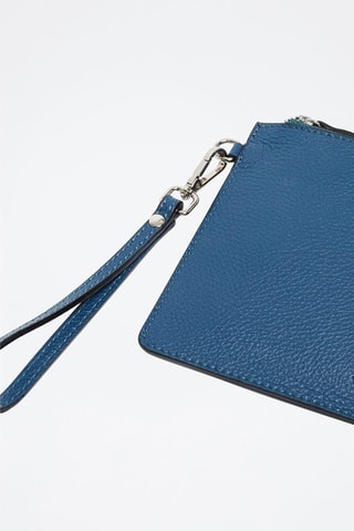 Pochette en cuir Mini Leo  - Bleu