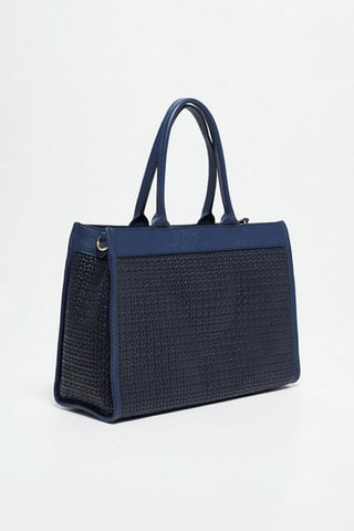 Mala shopper em couro Nina - Preto e azul