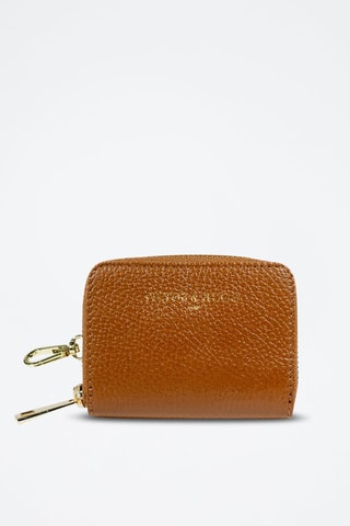 Porte-monnaie en cuir Riley - Marron et doré