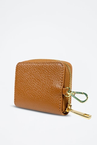 Porte-monnaie en cuir Riley - Marron et doré