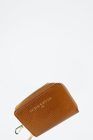 Porte-monnaie en cuir Riley - Marron et doré