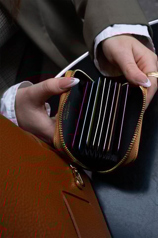 Porte-monnaie en cuir Riley - Marron et doré