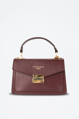 Sac à main en cuir Leah - Rouge et doré