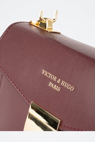 Sac à main en cuir Leah - Rouge et doré
