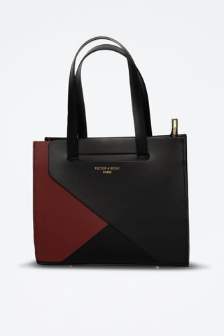Mala shopper em couro Louane - Preto e vermelho
