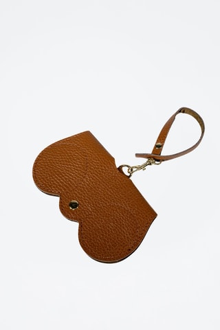 Etui à lunettes en cuir Moly - Marron et doré