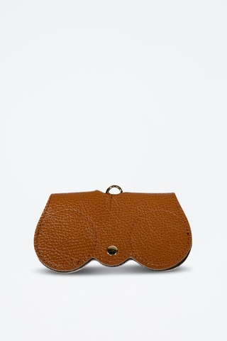Etui à lunettes en cuir Moly - Marron et doré