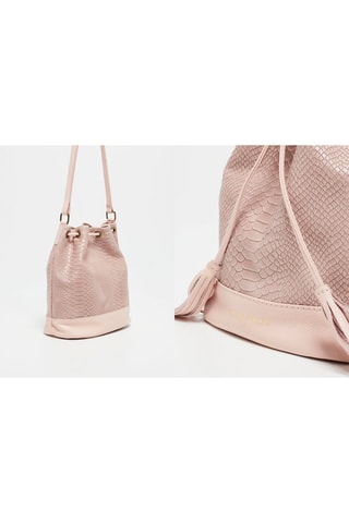 Mala bucket em couro Cerise - Rosa