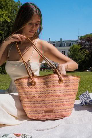 Mala shopper em couro Solea  - Castanho