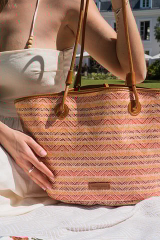 Mala shopper em couro Solea  - Castanho