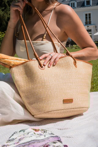 Mala shopper em couro Solea  - Castanho