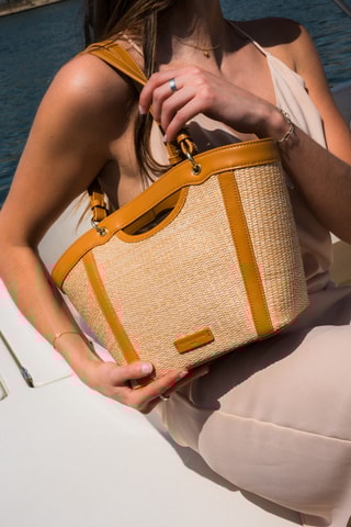 Mala shopper em couro Vahia  - Camel