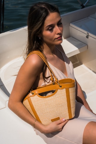 Mala shopper em couro Vahia  - Camel
