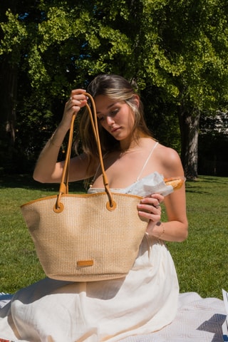Mala shopper em couro Solea  - Camel