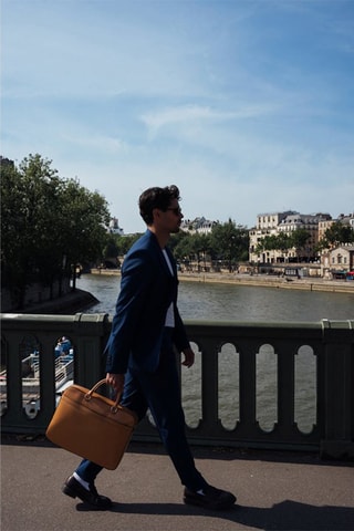 Porte-documents en cuir Tonio Box - Marron