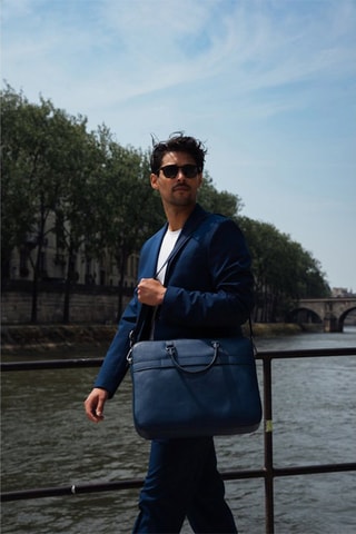 Porte-documents en cuir Antonio - Bleu marine
