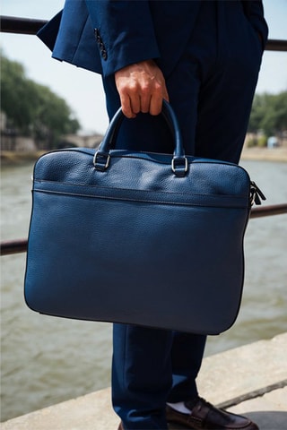 Porte-documents en cuir Antonio - Bleu marine