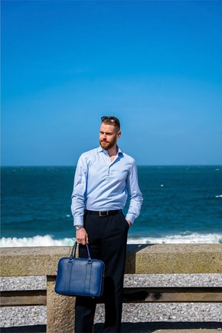 Sacoche en cuir Cesare - Bleu marine