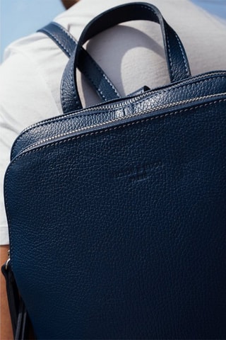 Mochila de couro Santo - Azul-marinho