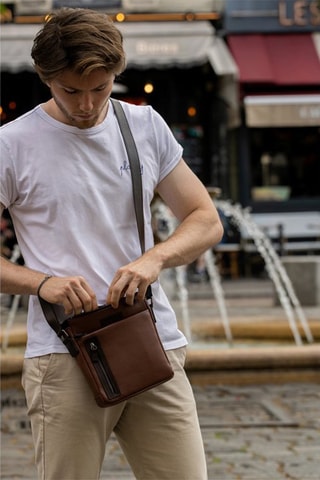 Sacoche en cuir Giorgio - Marron
