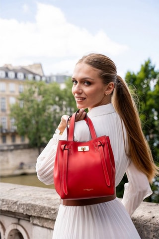 Sac à main en cuir Elie - Rouge
