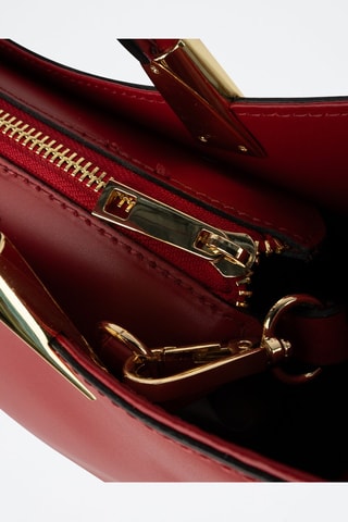 Sac à main en cuir Lety - Rouge et doré