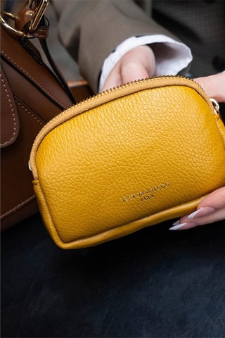 Porta-moedas em couro Gema - Amarelo