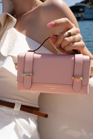 Mala a tiracolo de couro Boho - Rosa-claro