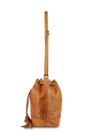 Sac seau en cuir Cerise - Marron