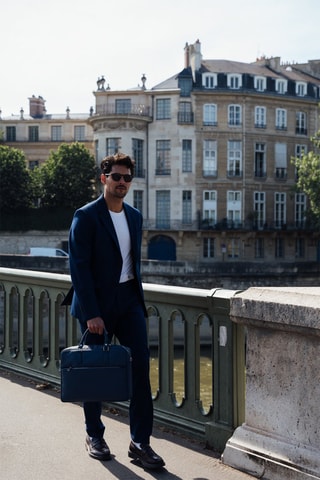 Porte-documents en cuir Marco - Bleu marine