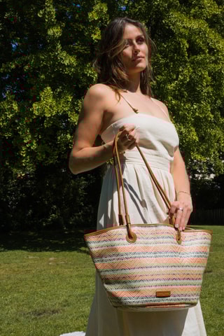 Mala shopper em couro Solea  - Castanho