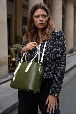 Mala shopper em couro Tuileries - Branco e verde