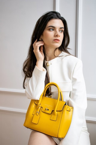 Sac à main en cuir Jeny - Jaune