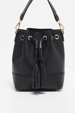 Mala bucket em couro Mini Livy - Preto